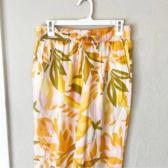 C&C California Pants Women's Medium Linen Blend Wide Leg Slit Beachy Resort Wear - Picture 4 of 9